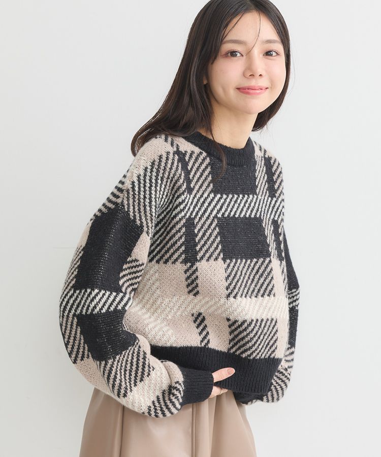 チェックニットプルオーバー/earth music&ecology（アース