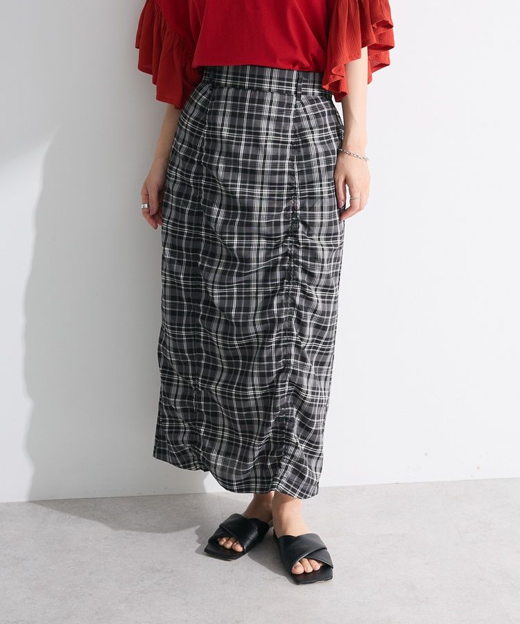 チェック柄シャーリングIラインスカート/Green Parks（グリーン