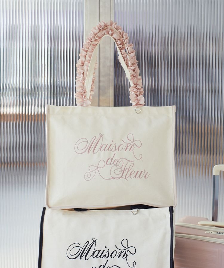 ロゴ刺繍フリルハンドル帆布キャリーオンバッグ/Maison de FLEUR