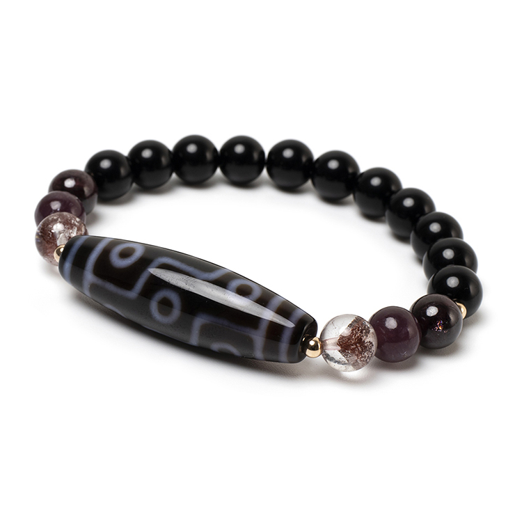 九眼天珠・ガーネット ジー（dZi）デザインブレスレット｜天然石