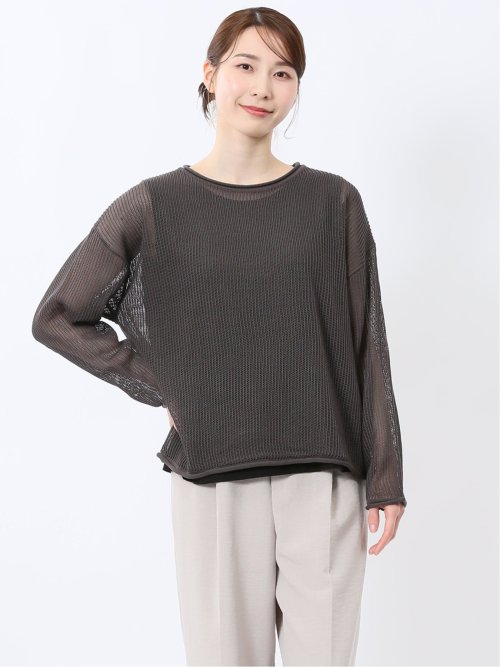 メッシュニット&タンクトップ アンサンブル(M 06グレー): トップス