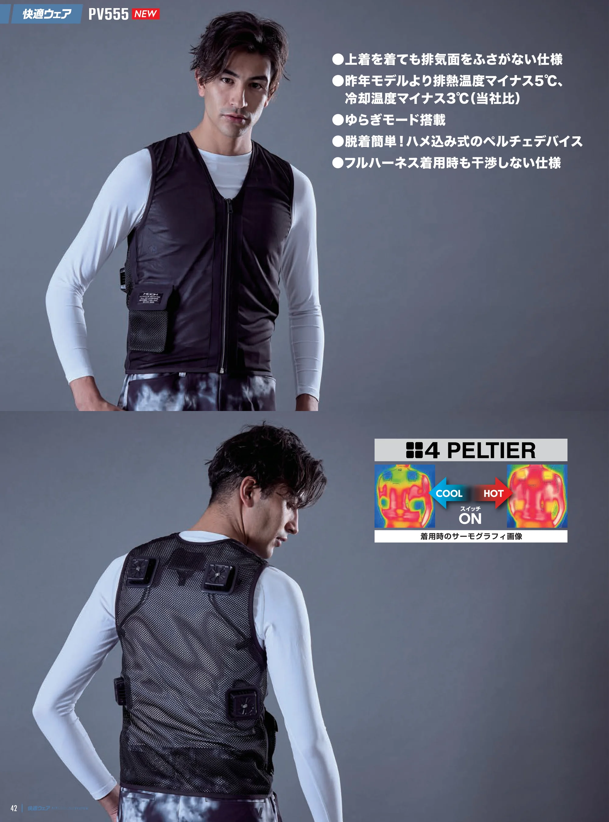 ペルチェベストセット（四角形） 村上被服 PV555 作業着・ワーキング