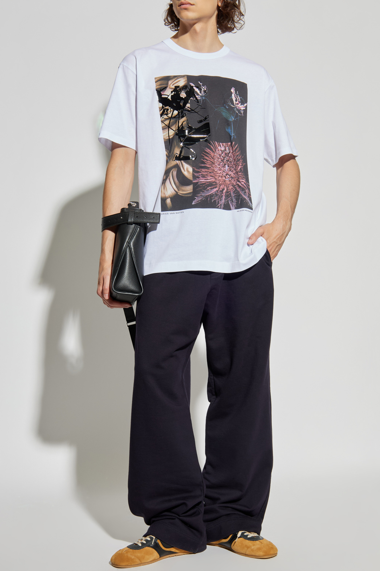 White T-shirt with print Dries Van Noten - Vitkac AS