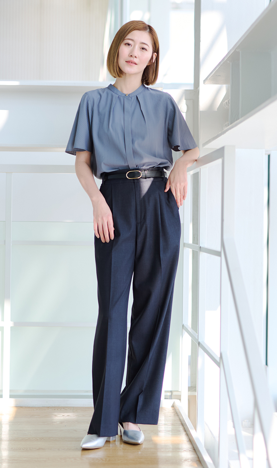 デニム調ワイドパンツ【裾上げ済み】 (APW5533-C) | ANCHOR WOMAN