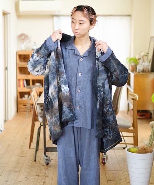 二重ガーゼ パジャマセット | ブルーグレー - 楊柳生地 専門店 山城