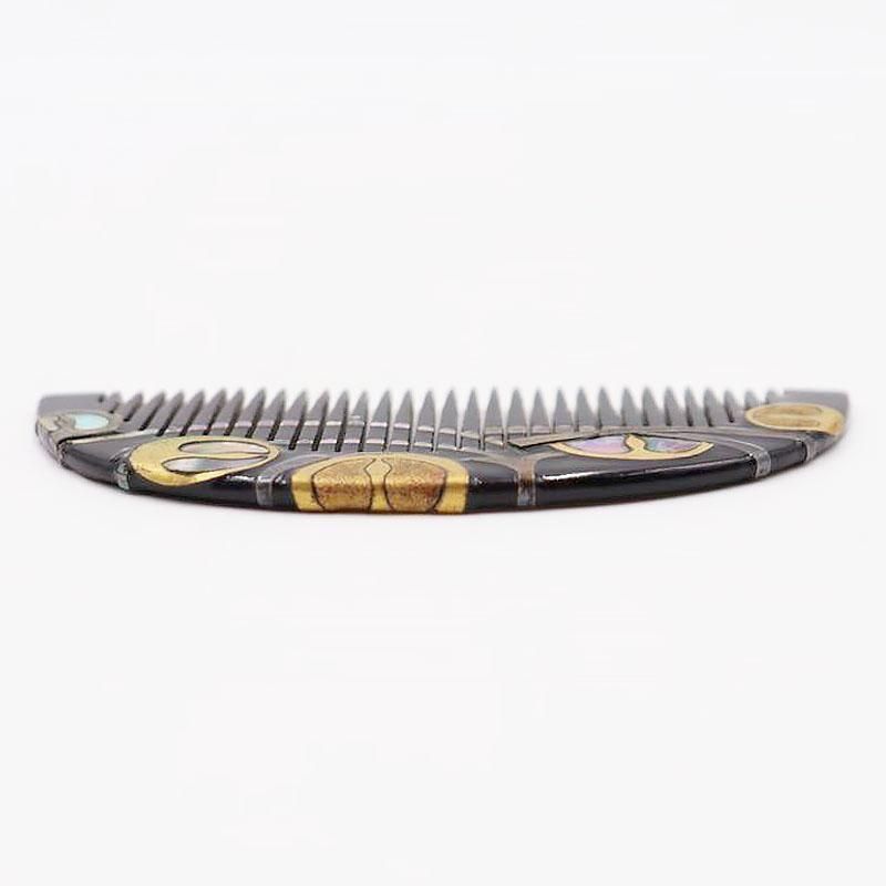 くし 螺鈿入り 黒地 金銀蒔絵 大正時代 幅9cm 高さ4cm