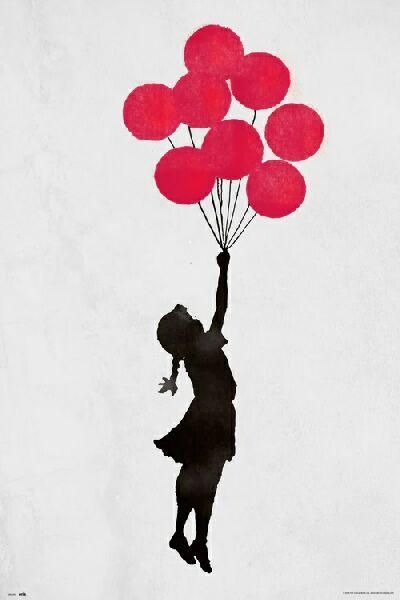 バンクシー Flying Balloon Girl（風船で浮く少女） ポスター 通販