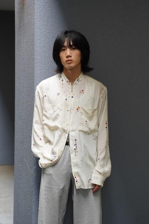 MASU（エムエーエスユー） [23SS] “ ZIP-UP GALAXY SILK SHIRT” -WHITE