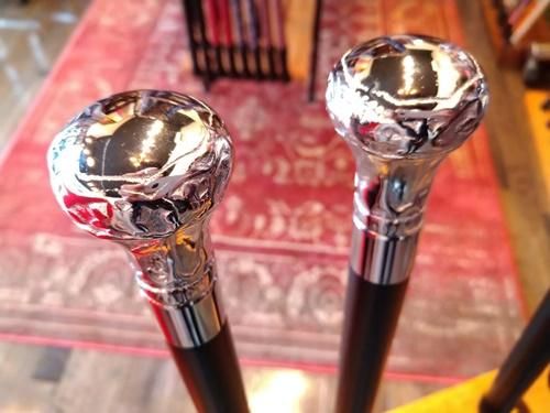 ヴィンテージ シルバーハンドル 高級木製杖 - 近江一文字 杖・ステッキ