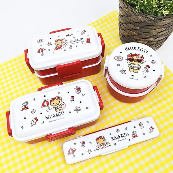 サンリオ 日焼け キティ 丸型ランチボックス2段(フォーク付) ランチ