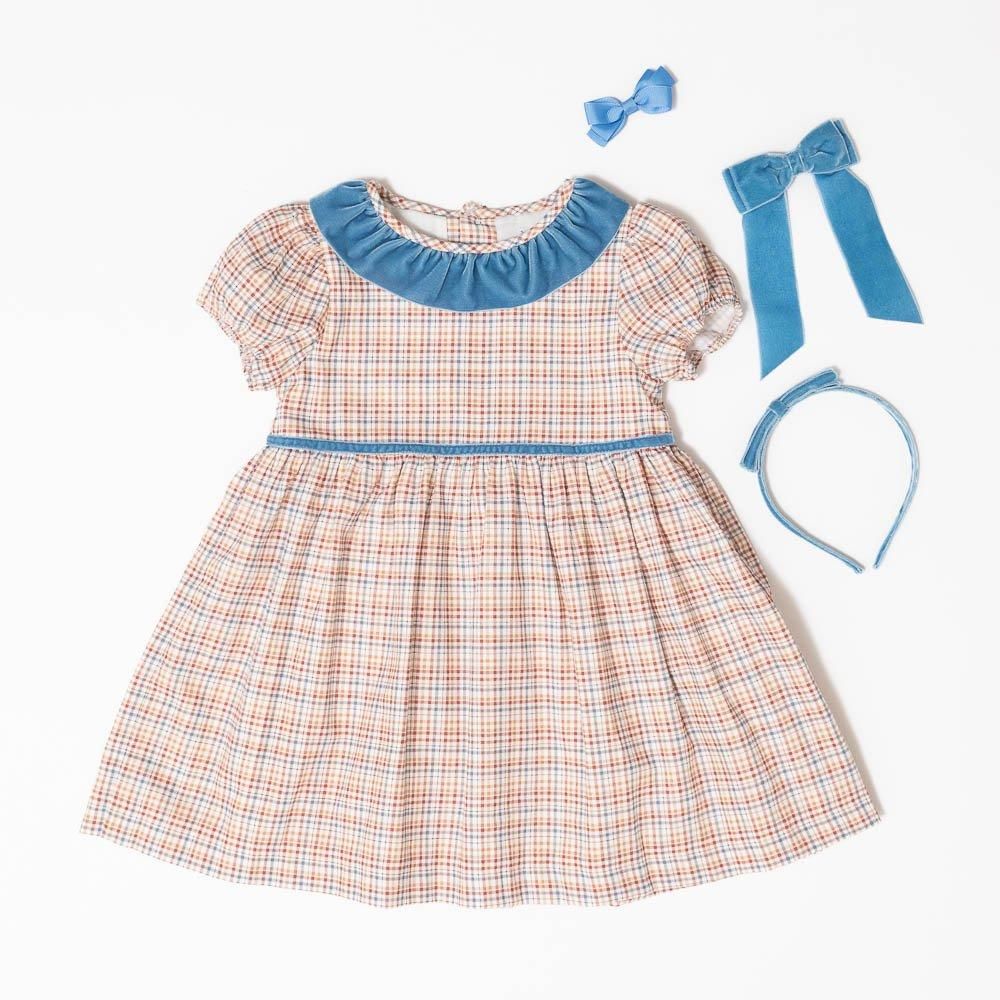 SALE40%OFF】Amaia Kids - Raisin dress - Blue/Orange check