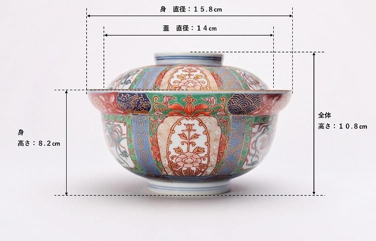 幸楽窯 錦色絵山水蓋丼