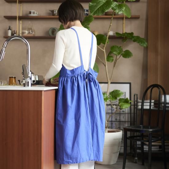 ワンピースエプロン onepiece apron | コットンリネン/ブラック