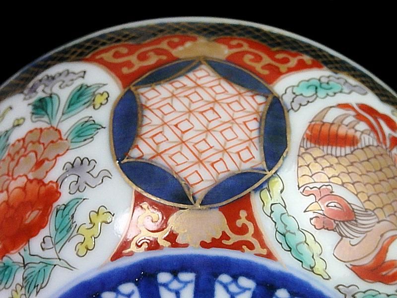 古伊万里 金襴手 桜花紋に光背の図 大振蓋茶碗 AS-DBz 古伊万里 金襴手