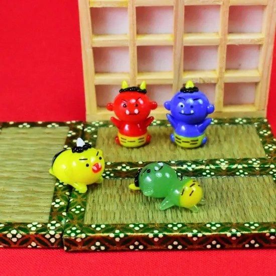 童話のミニチュアガラス細工｜緑鬼｜フォーカートグラスワークス