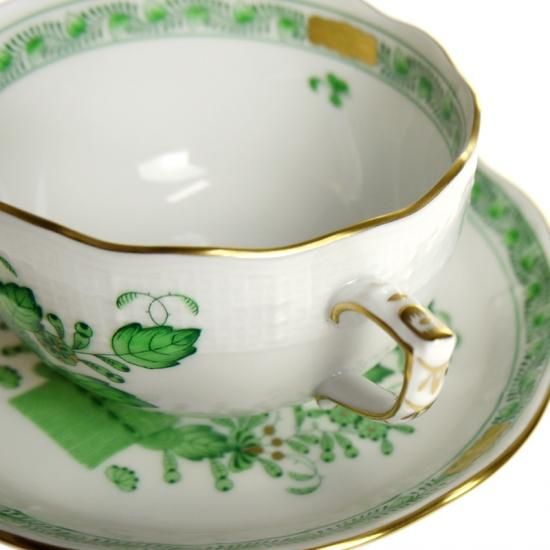 ヘレンド (HEREND) FV インドの華グリーン ティーカップ＆ソーサー 724