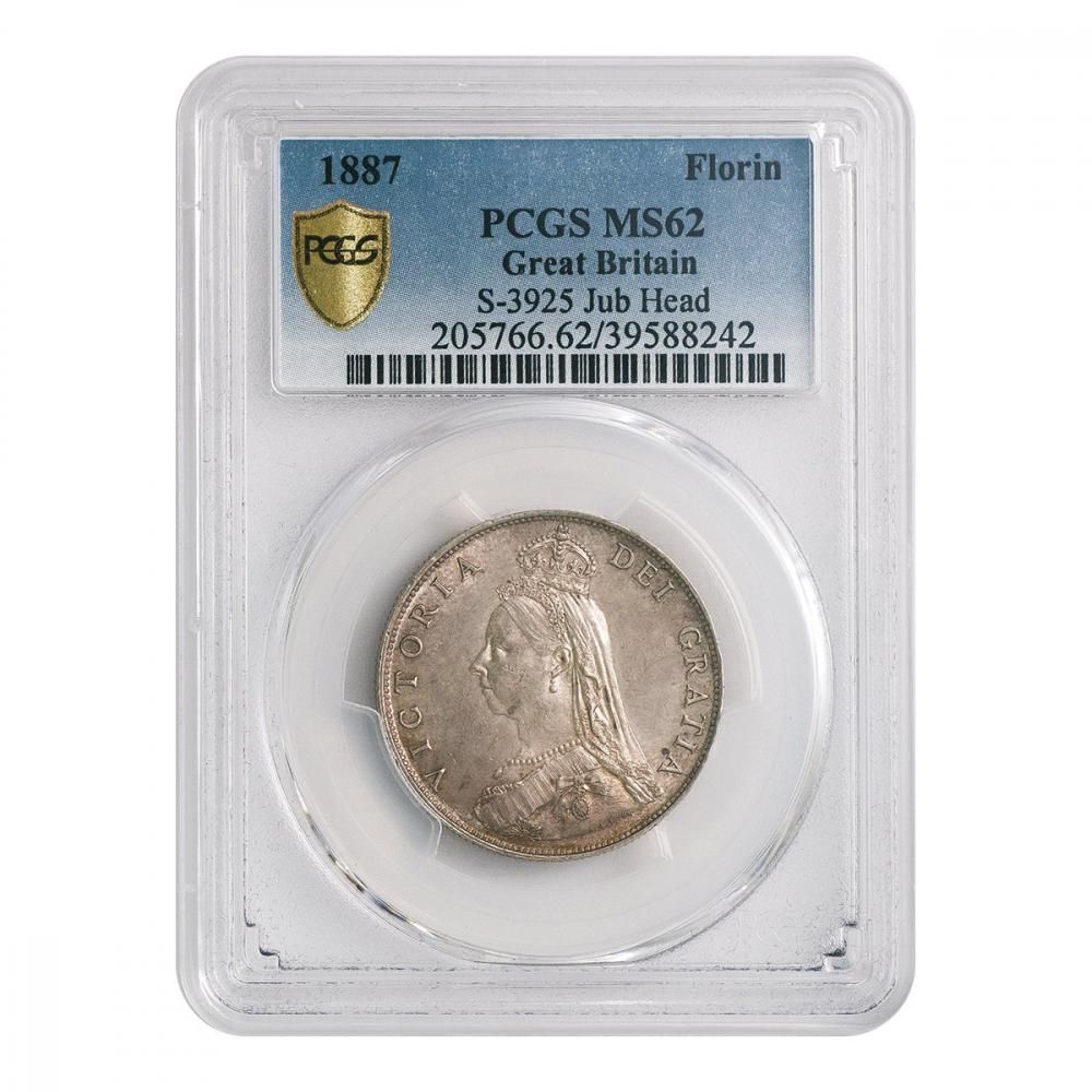 イギリス 1887年 ヴィクトリア女王フローリン銀貨 ジュビリーヘッド