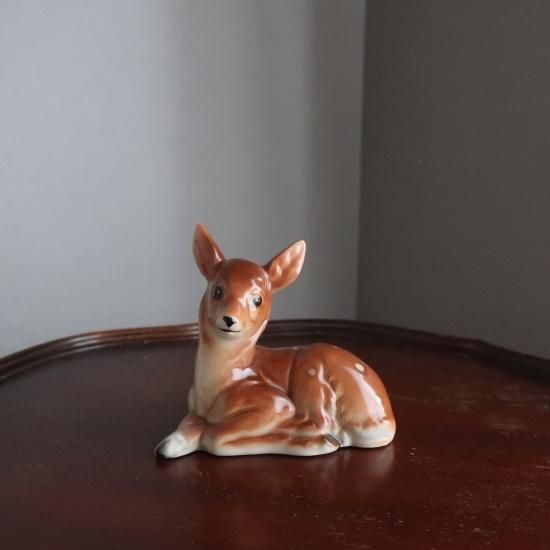 Vintage Ceramic Deer Object/ビンテージ 陶器製 鹿 オブジェ/置物(A908)