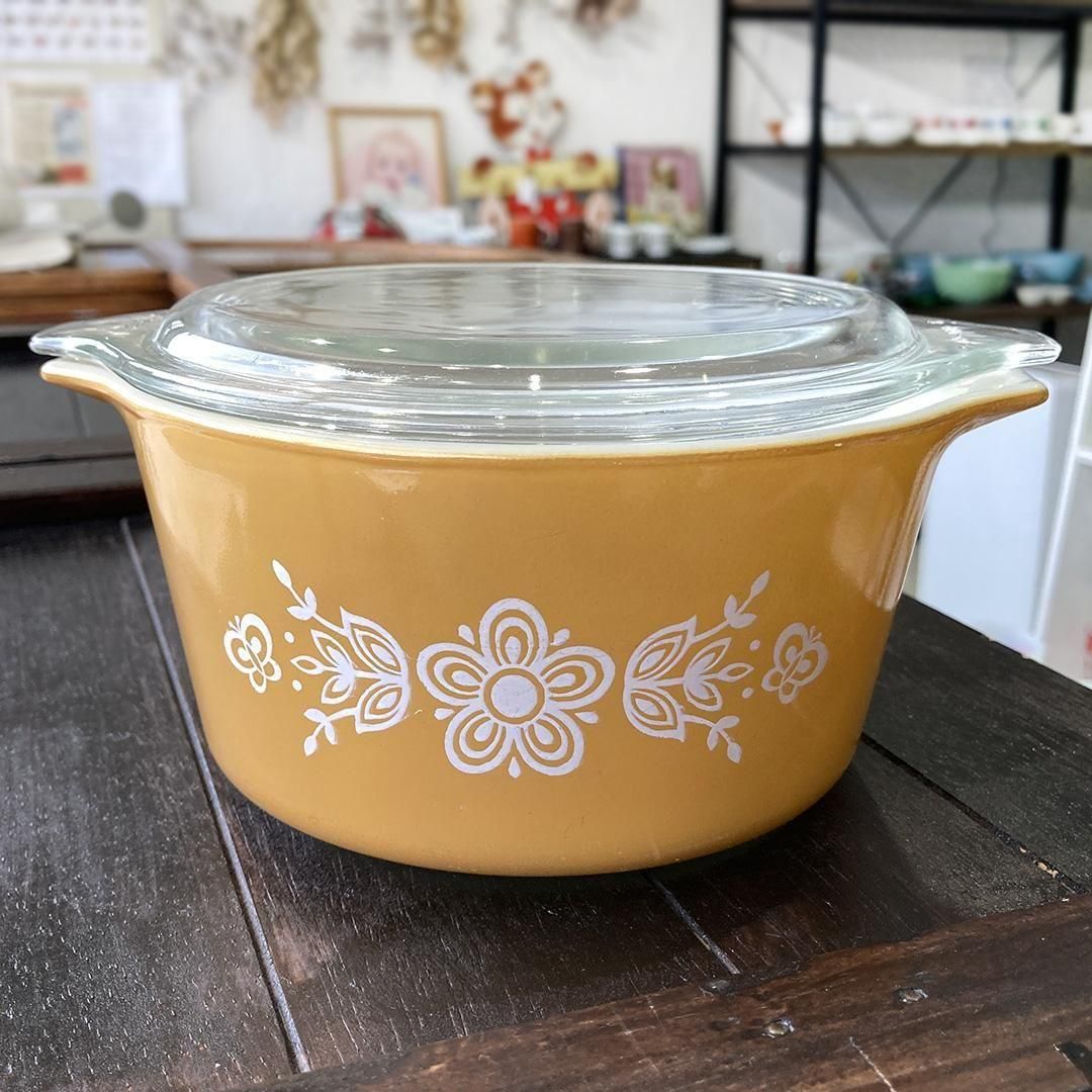 バタフライゴールドキャセロールLサイズ オールドパイレックス