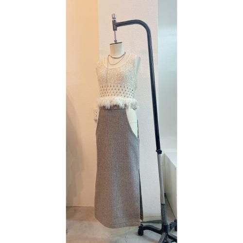 PERVERZE Knit Lace Jagged-hem Skirt パーバーズ ジャゲドヘム レース