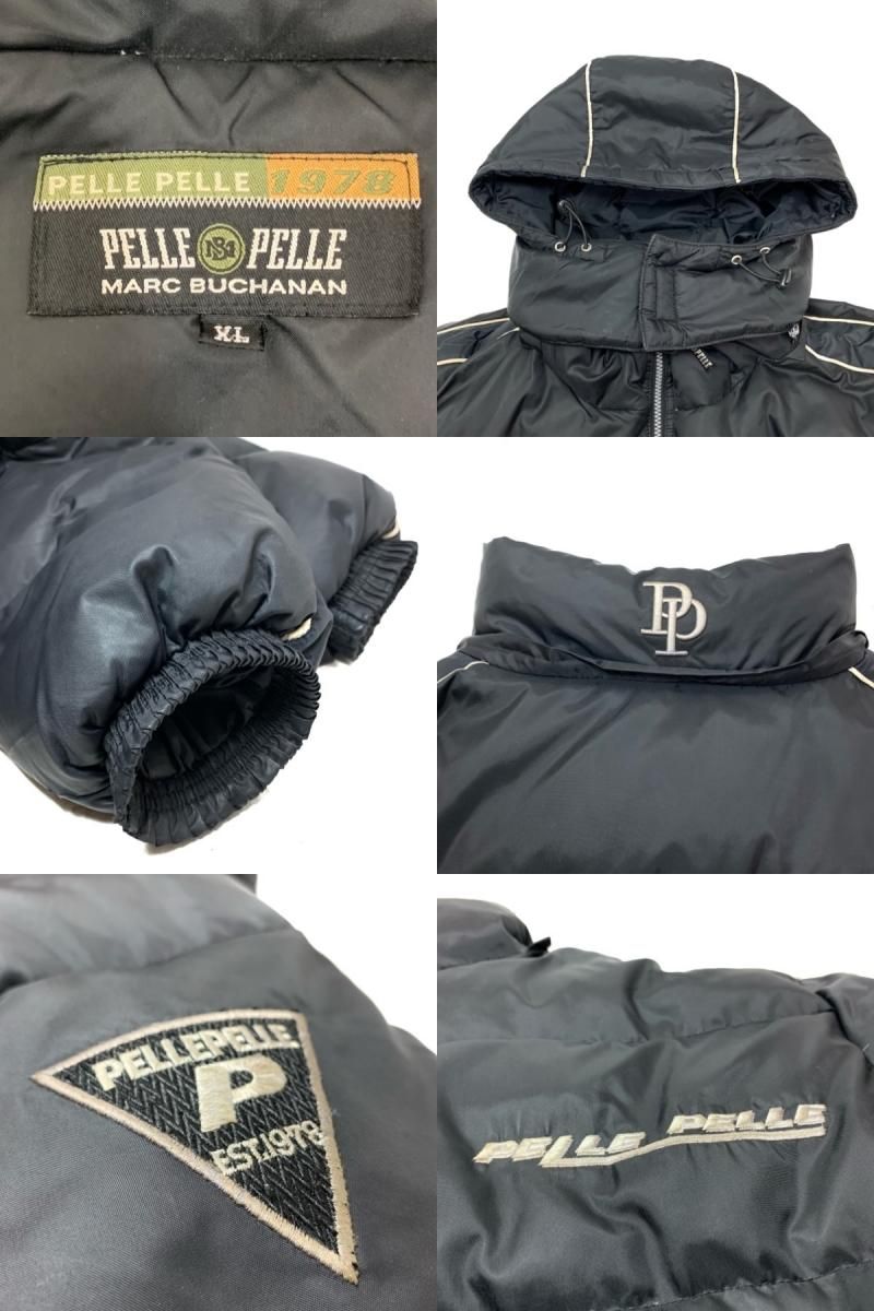 90s~00s PELLE PELLE Logo Down Jacket 黒 XL ペレペレ ダウン