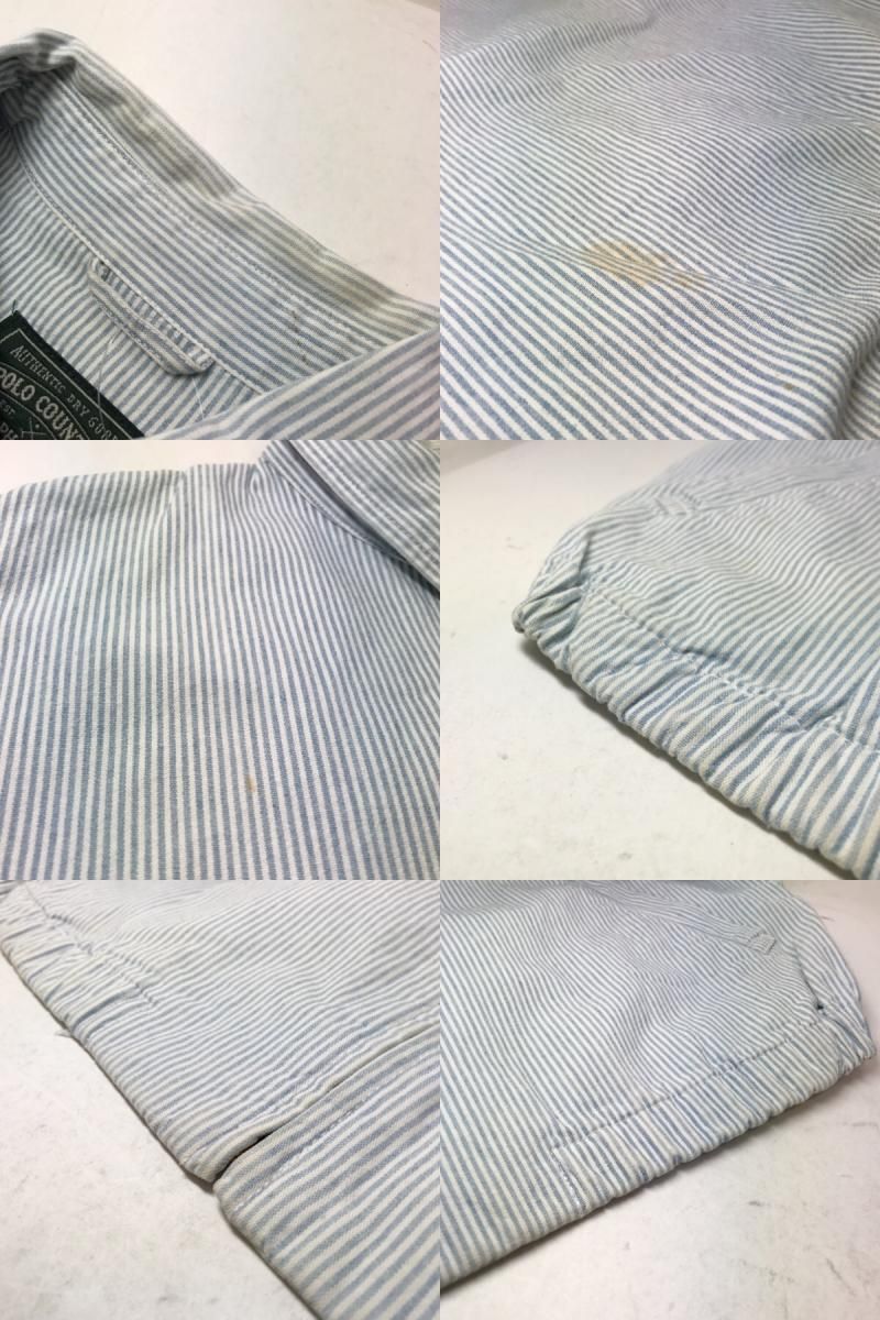 90s Polo Country Hickory Stripe Drizzler Jacket 青白 M ポロ