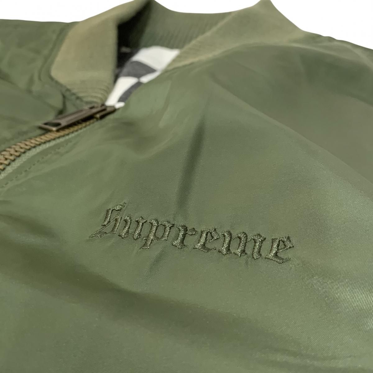 16SS SUPREME Reversible Checkered MA-1 オリーブ L シュプリーム MA1