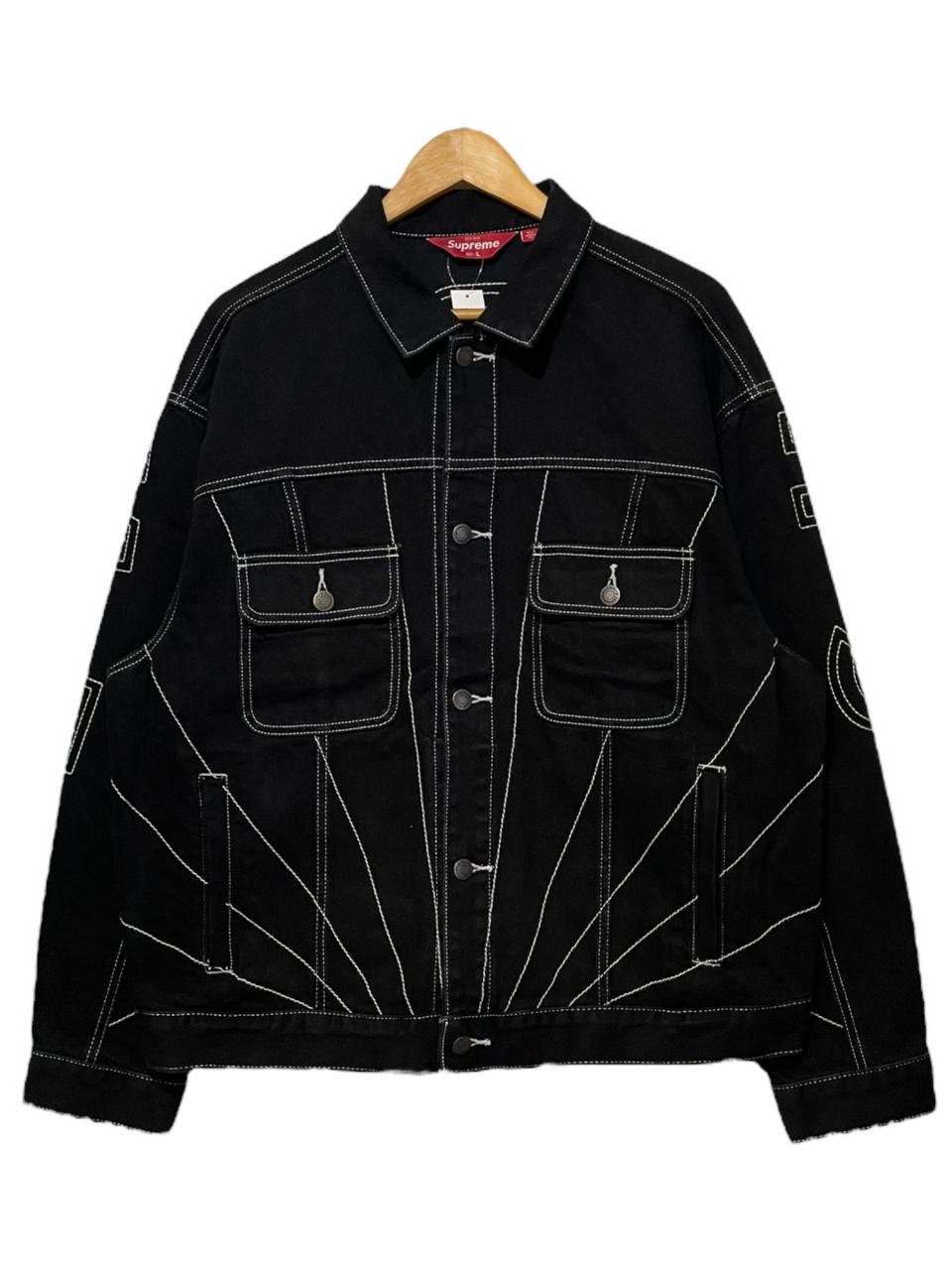 新品 23FW SUPREME Embroidered Denim Trucker 黒 L シュプリーム