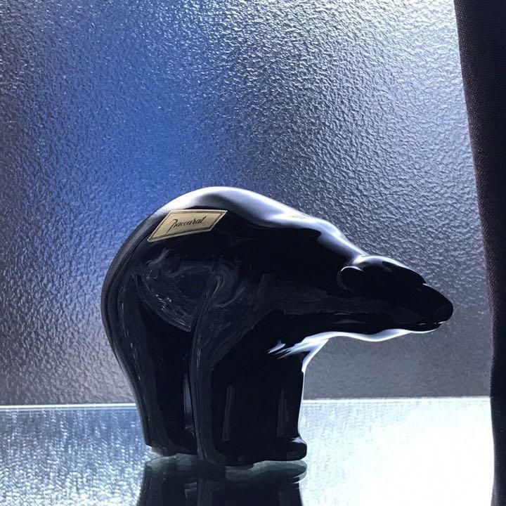 希少なバカラ黒クリスタル熊ジョルジュシュヴァリエ作品