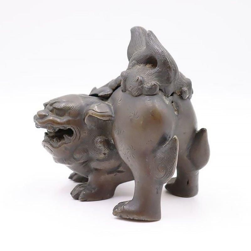 大正時代のアンティーク獅子香炉 重厚な存在感