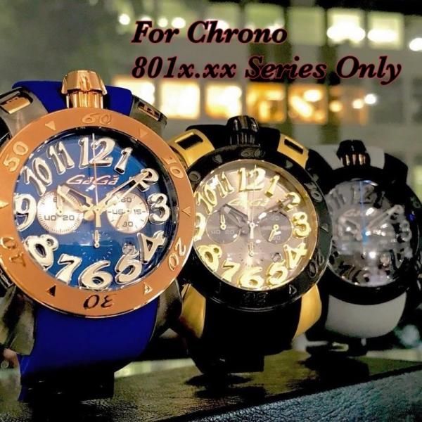 45MM クロノグラフ時計用 ベルトシリコンラバーベルト ブルー