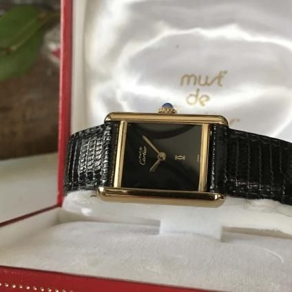 Cartier MUST TANK SM（カルティエ マストタンク）オニキス文字盤 純正