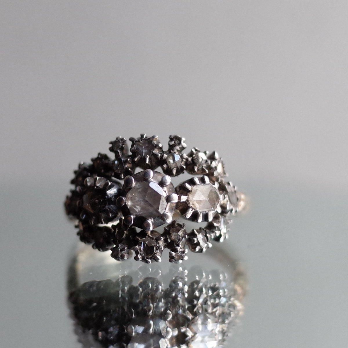 ヴィクトリアン 10金 シルバー ダイヤモンド リング（Victorian 10KYG