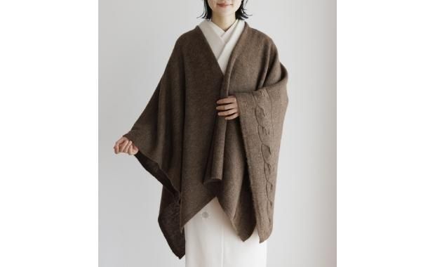 D&G アルパカモヘア 肉厚ニット フリンジガウンポンチョケープ羽織 黒