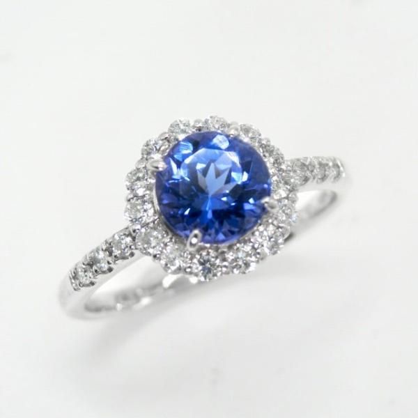 ラウンドタンザナイト ダイヤモンドリング TA 0.89ct D 0.30ct Pt950