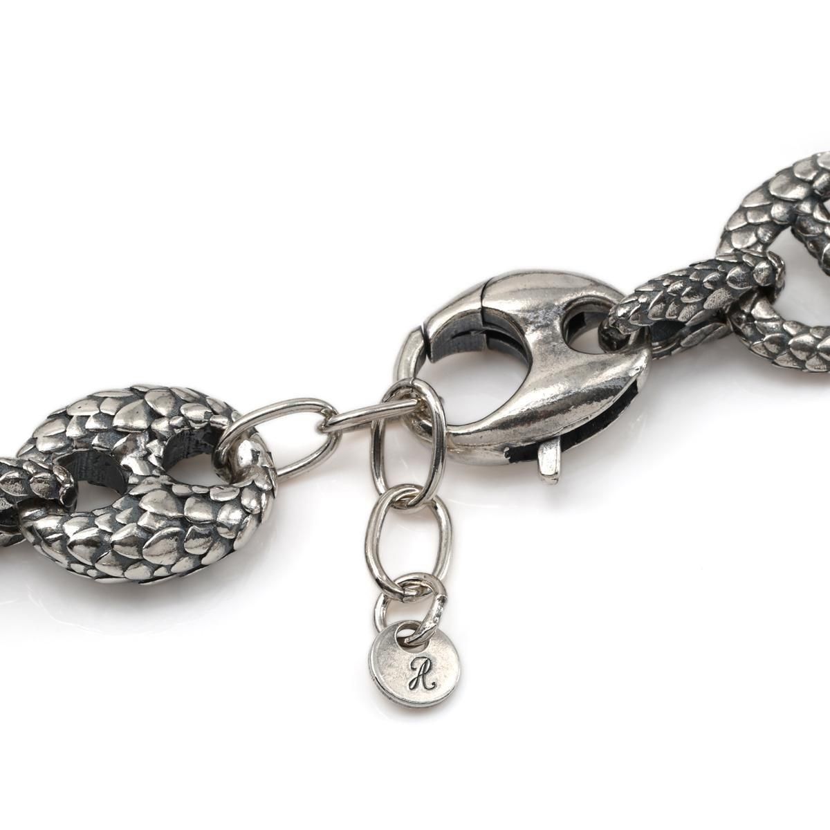シルバー パフグッチブレスレット 幅14.2mm 19cm-22cm いぶし加工
