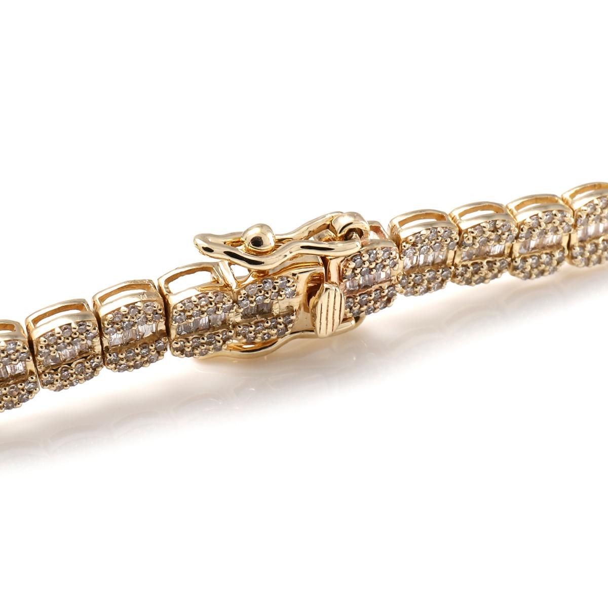 ダイヤモンド 14K イエローゴールド ブレスレット 幅4.8mm 18cm