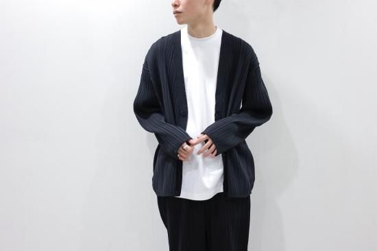 YOKE | PLEATED KNIT CARDIGAN(BLACK) | プリーツニットカーディガン