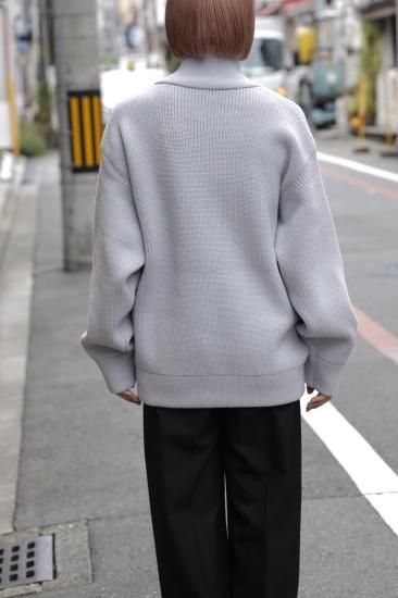 stein | シュタイン OVERSIZED DRIVERS KNIT ZIP JACKET(OFF GREY