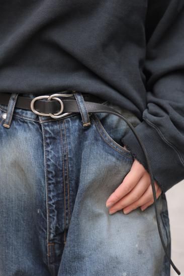 YOKE | Double Buckel Leather Belt(BLACK) | ダブルバックルレザー