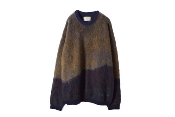 YOKE | LANDSCAPE MOHAIR JACQUARD CREWNECK SWEATER(DARK NAVY