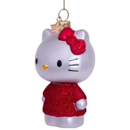 ハローキティ 「レッドドレス」ガラス製クリスマスオーナメント by