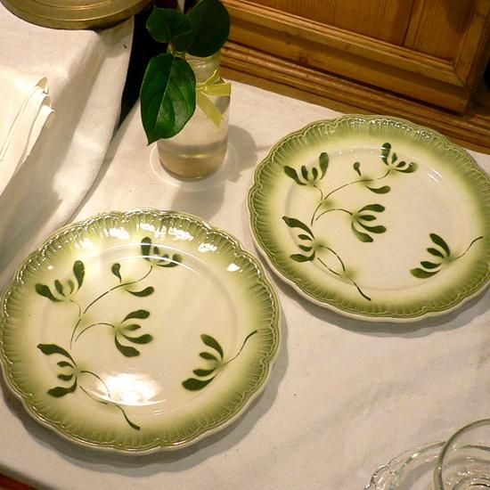 フランス1930年～'40年代バドンヴィレー窯のヤドリギ柄の陶プレート2
