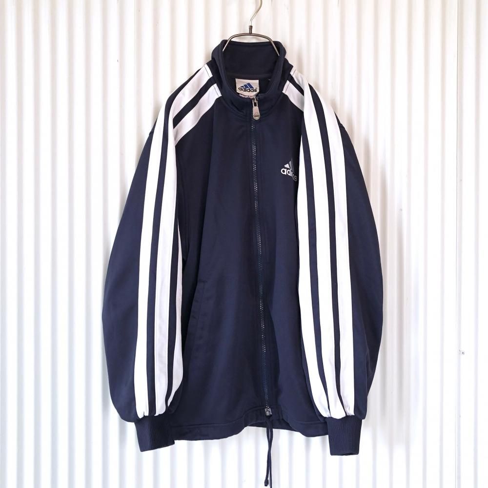 adidas 極太3ライントラックジャケット/navy-古着屋マッシュ