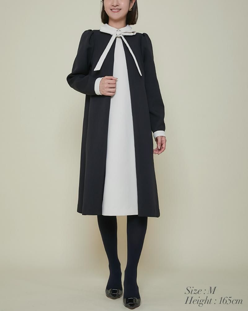再入荷】フロントタックボウタイワンピース(オフホワイト) - seventen