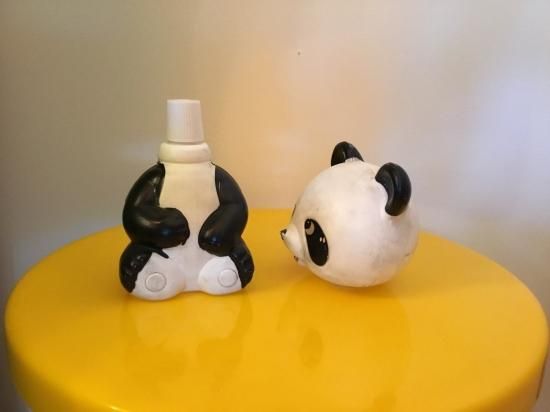 昭和レトロなパンダのシャンプーボトル【タマゴこどもシャンプー】