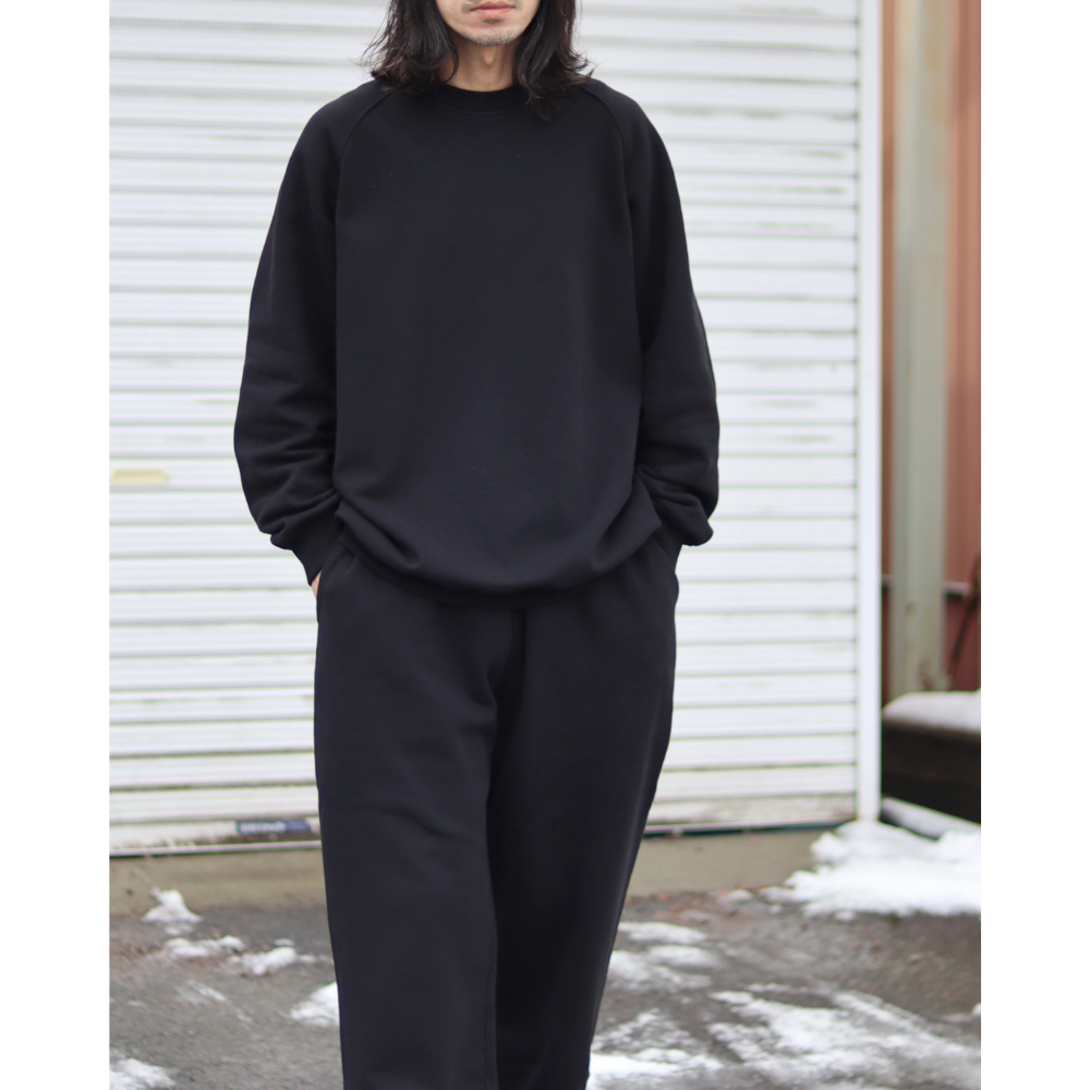 COMOLI COTTON SWEAT CREWNECK(Black) - DIMPLE