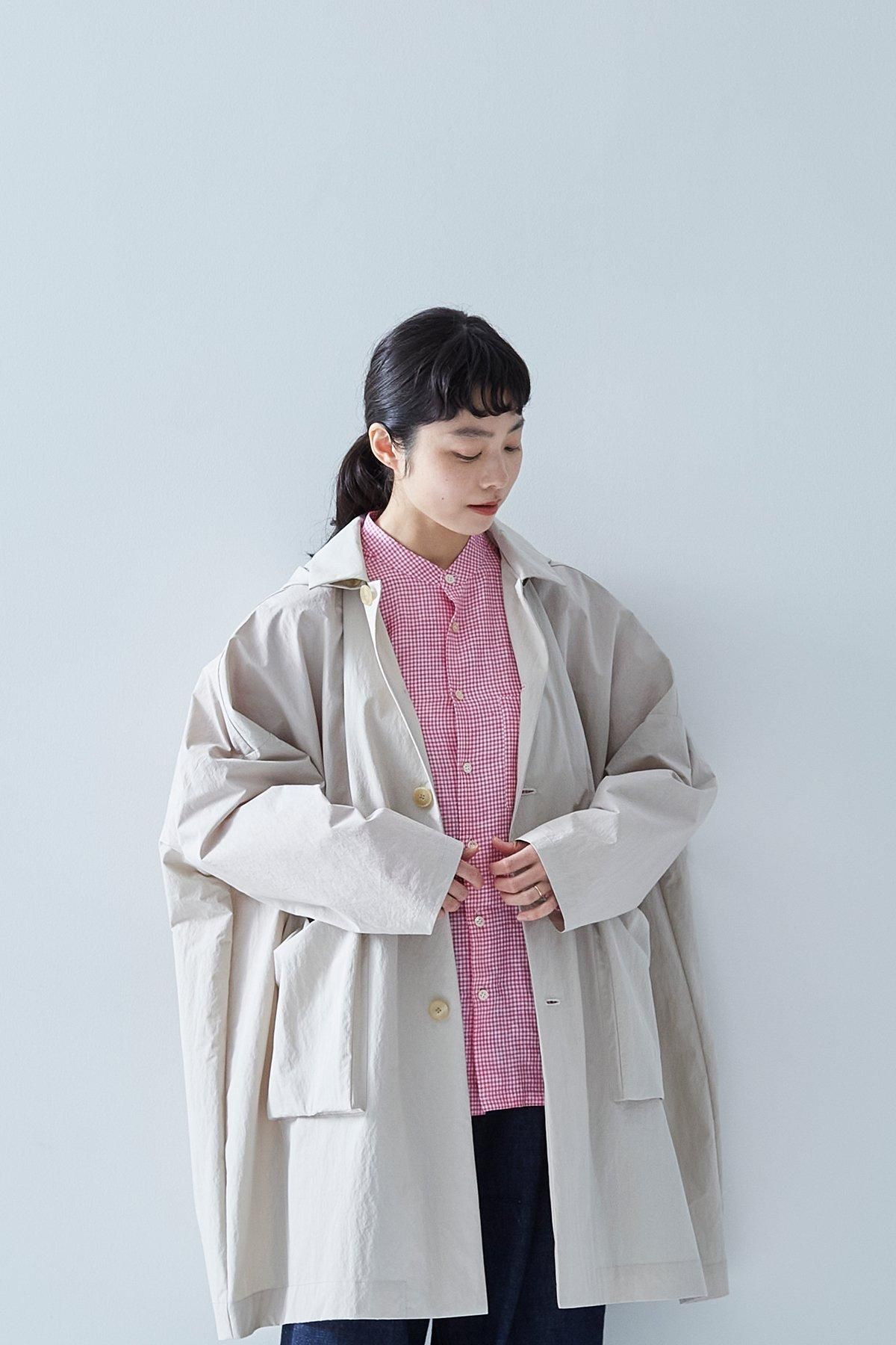 cotton nylon taffeta hooded coat / silky gray - atelier naruse