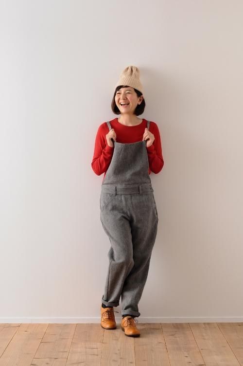 hemp wool salopette pants / black - atelier naruse｜Online store
