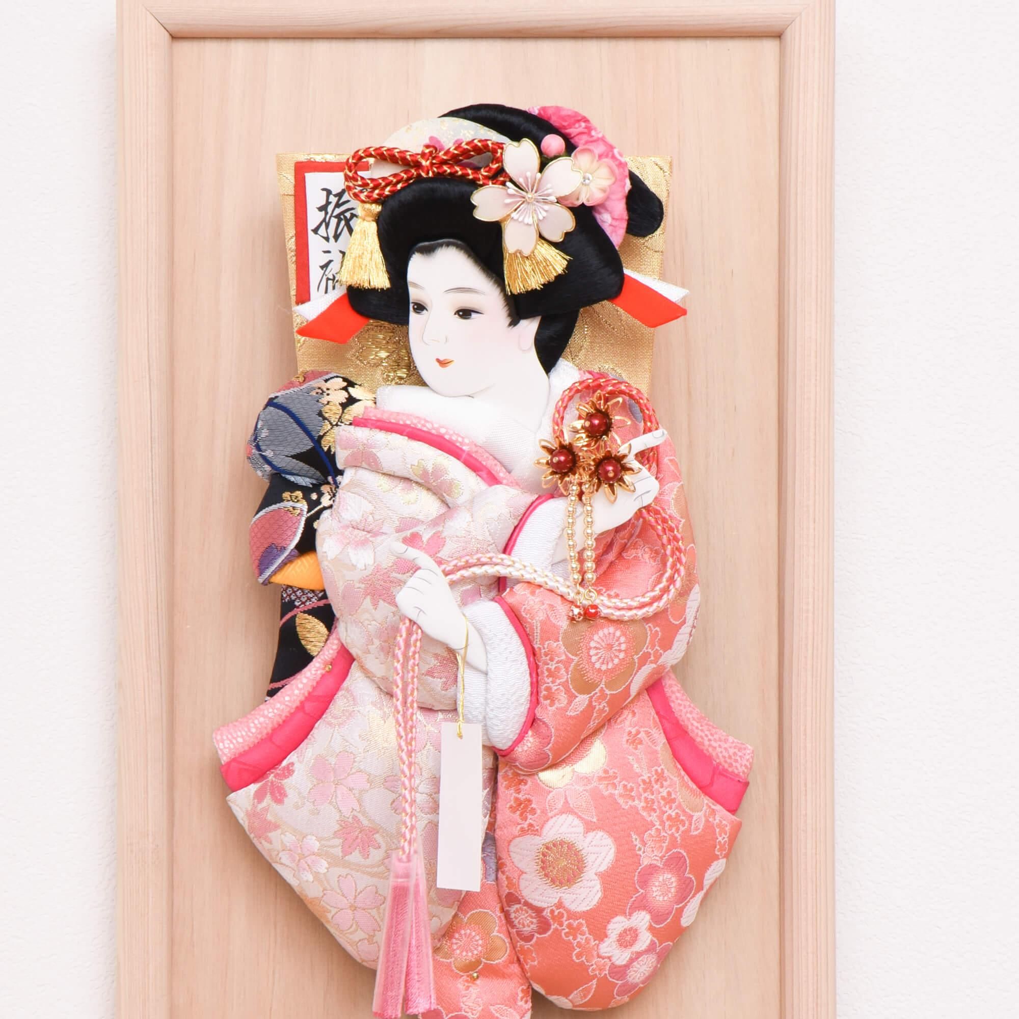 13号 桜金襴 壁掛け額入り羽子板 シブカワ(壁掛け 羽子板 コンパクト